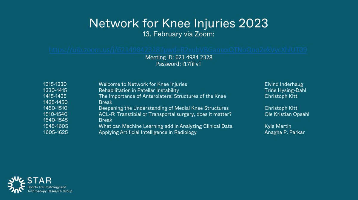 One week from today - Network for Knee Injuries 2023! 🦵🤓