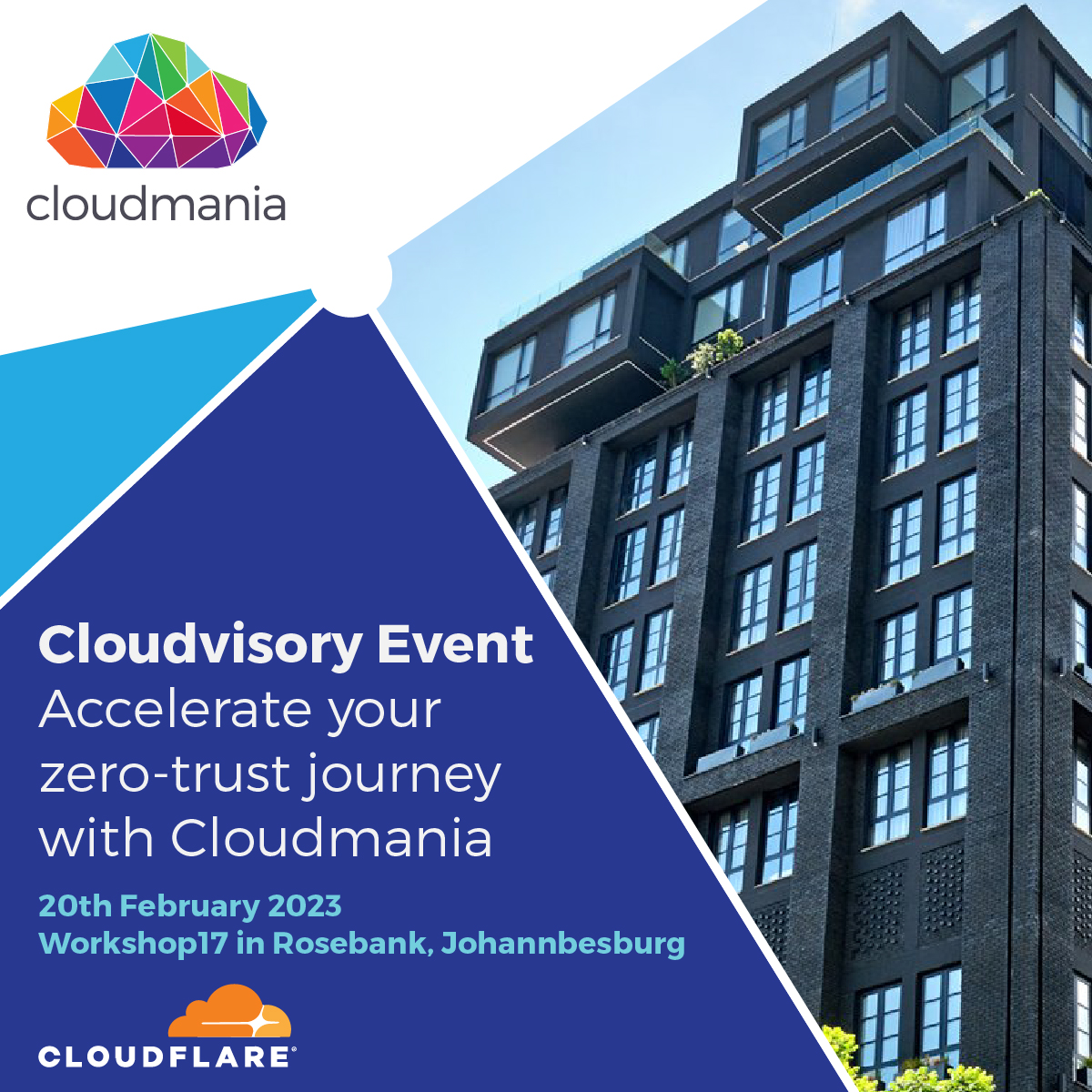 Cloudmania_'s tweet photo. Save the date!
We will be hosting our first #Cloudvisory breakfast in partnership with @Cloudflare. Join us for a morning of great conversation about security in the cloud with our team
Register https://t.co/t4tPaM0YUP
#Cloudmania #Cloudflare #ZeroTrust #Cybersecurity https://t.co/ouX8Zil25N