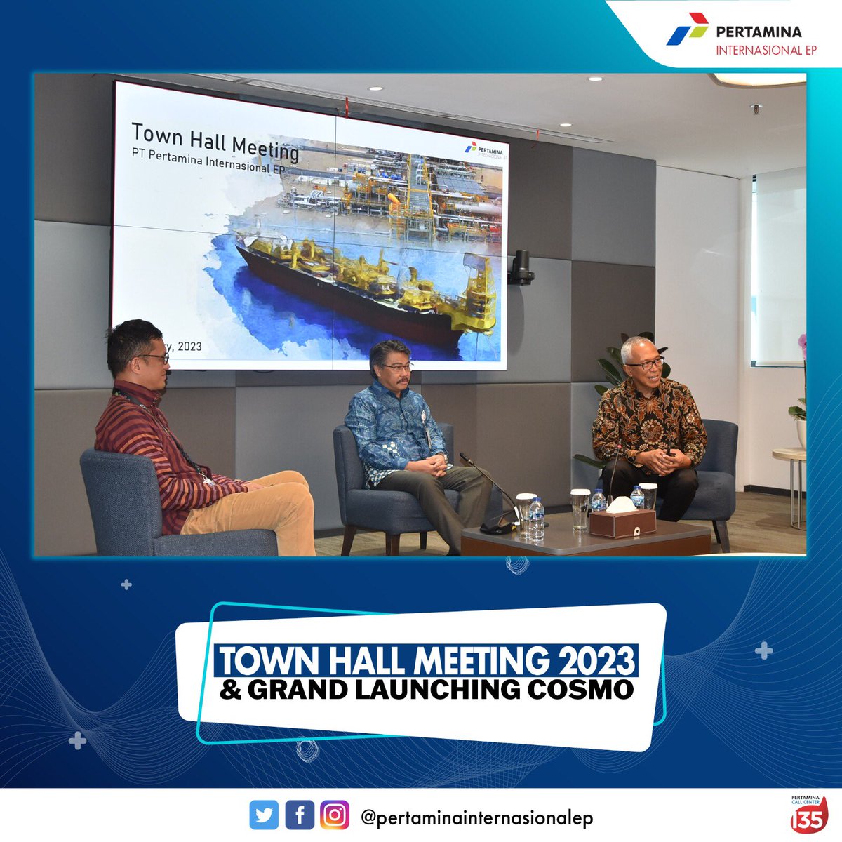 Pertaminapiep's tweet photo. PIEP mengawali tahun 2023 dengan melaksanakan Townhall Meeting serta Grand Launching Collaborative Smart Office (COSMO) di Picasso dan Enerlife Room Lantai 11 Gedung Patra Jasa pada Jumat (27/1).
#PIEP
#EnergizingYourFuture
#subholdingupstream
#TownHallMeeting https://t.co/vyJO0KnskD