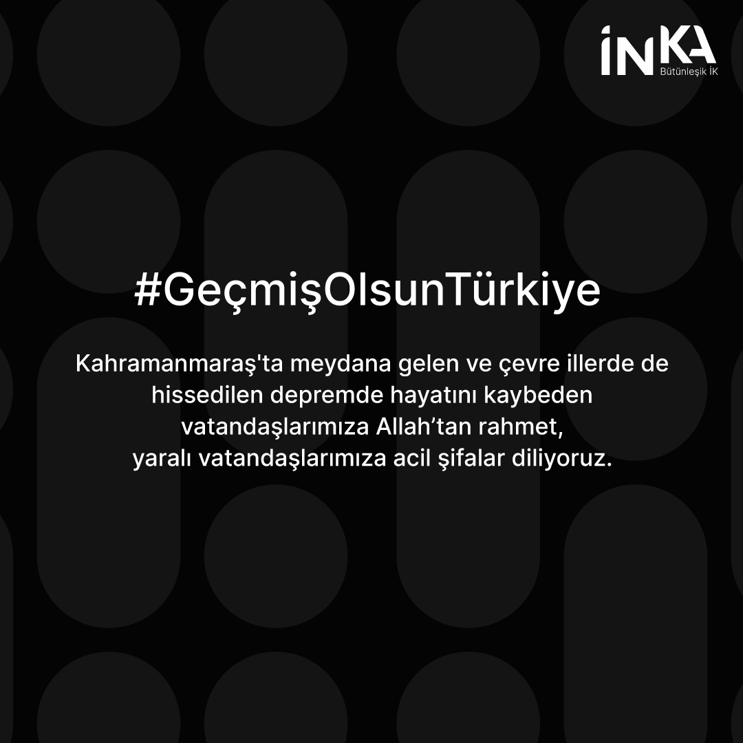 İnka İnsan Kaynakları (@inkaikofficial) on Twitter photo 2023-02-06 07:25:35 #GEÇMİŞOLSUNTÜRKİYE Kahramanmaraş'ta meydana gelen ve çevre illerde de hissedilen depremde hayatını kaybeden vatandaşlarımıza Allah'tan rahmet, yaralı vatandaşlarımıza acil şifalar diliyoruz. #GEÇMİŞOLSUNTÜRKİYE Kahramanmaraş'ta meydana gelen ve çevre illerde de hissedilen depremde hayatını kaybeden vatandaşlarımıza Allah'tan rahmet, yaralı vatandaşlarımıza acil şifalar diliyoruz.