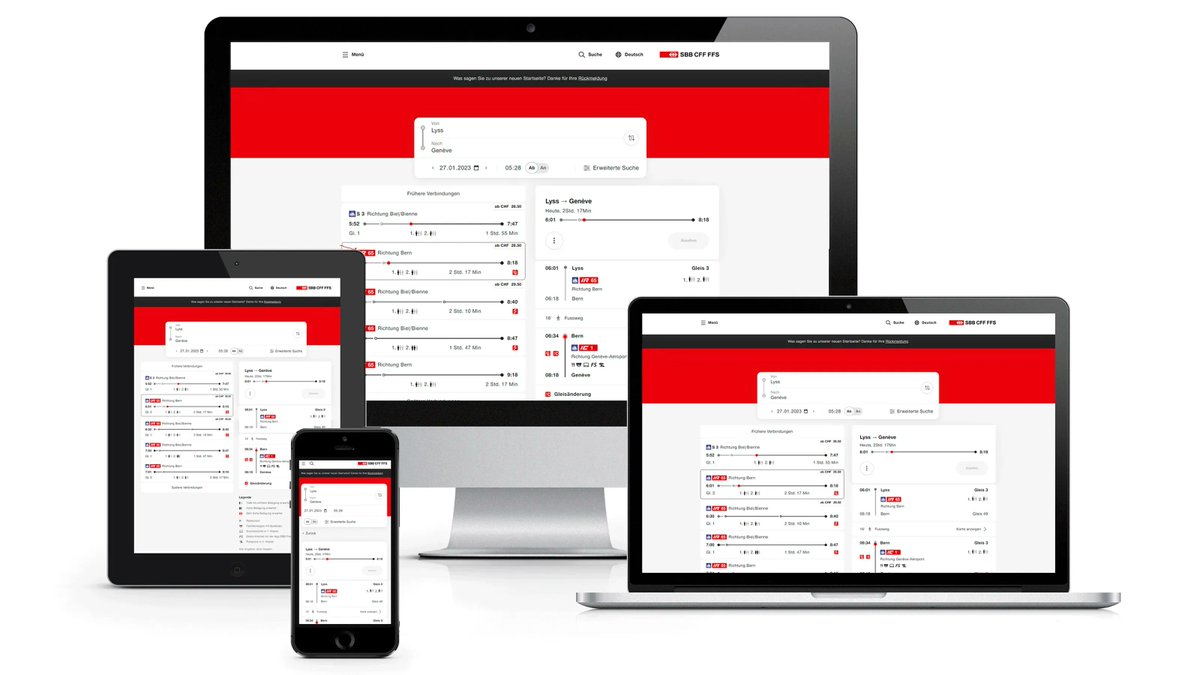 Wir haben unsere SBB.ch Startseite, mit Kundenfokus, rundum erneuert! 😊

Es erwarten Dich neue Funktionalitäten im neuen Design und neuer Technologie… «SBB.ch - einfach &amp; persönlich.»

Hier geht‘s zur Beta-Version.👇🏼

https://beta.sbb.…