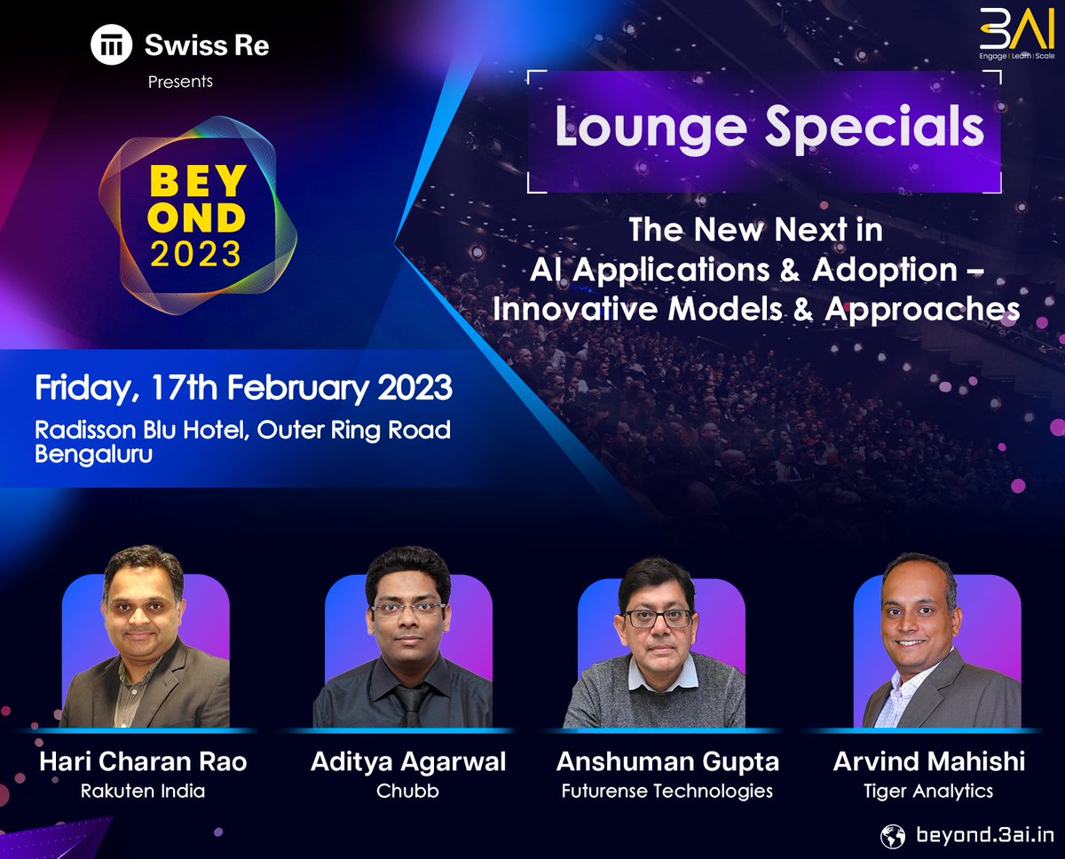BEYOND 2023: The Much-Awaited New-Age AI & Analytics Event of 2023 Lounge Specials: The New Next in AI Applications & Adoption: Innovative Models & Approaches Book your Delegate Pass Now: beyond.3ai.in/delegate-pass/ #ai #analytics #leaders #gcc #datascience @DhanrajaniS