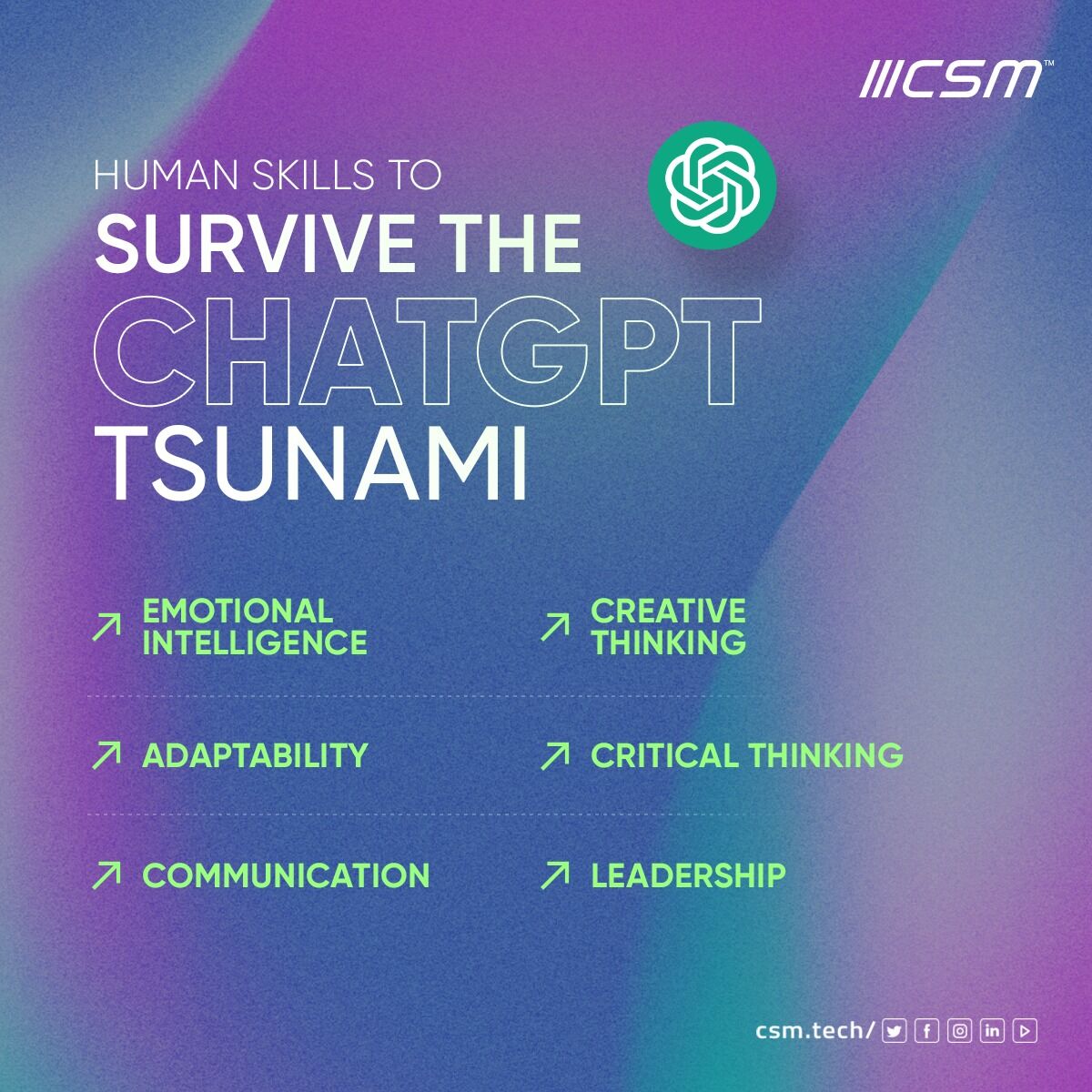CSMTechnologies's tweet photo. 👨🏻💻 The future of work banks upon the tech-human synergy.
👀 Here are 6 human skills that can improve the system rather than being replaced by it.
👉🏻 Learn more: https://t.co/jK3oy5pC5r
#CSMBlogs #AI #ChatGPT #GPT3 #FutureOfWork https://t.co/5tPvpCi4Bj