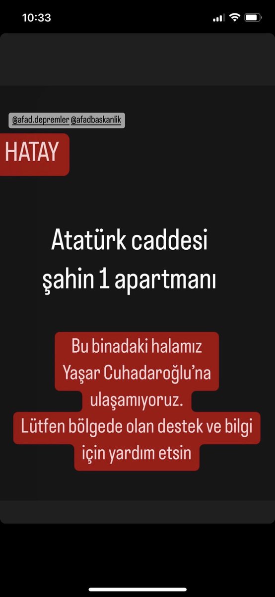 Hatay’daki akrabalarıma ulaşamıyorum. Lütfen destek ve bilgi için yardımcı olun. Adresler görsellerde var. #Hatay #deprem