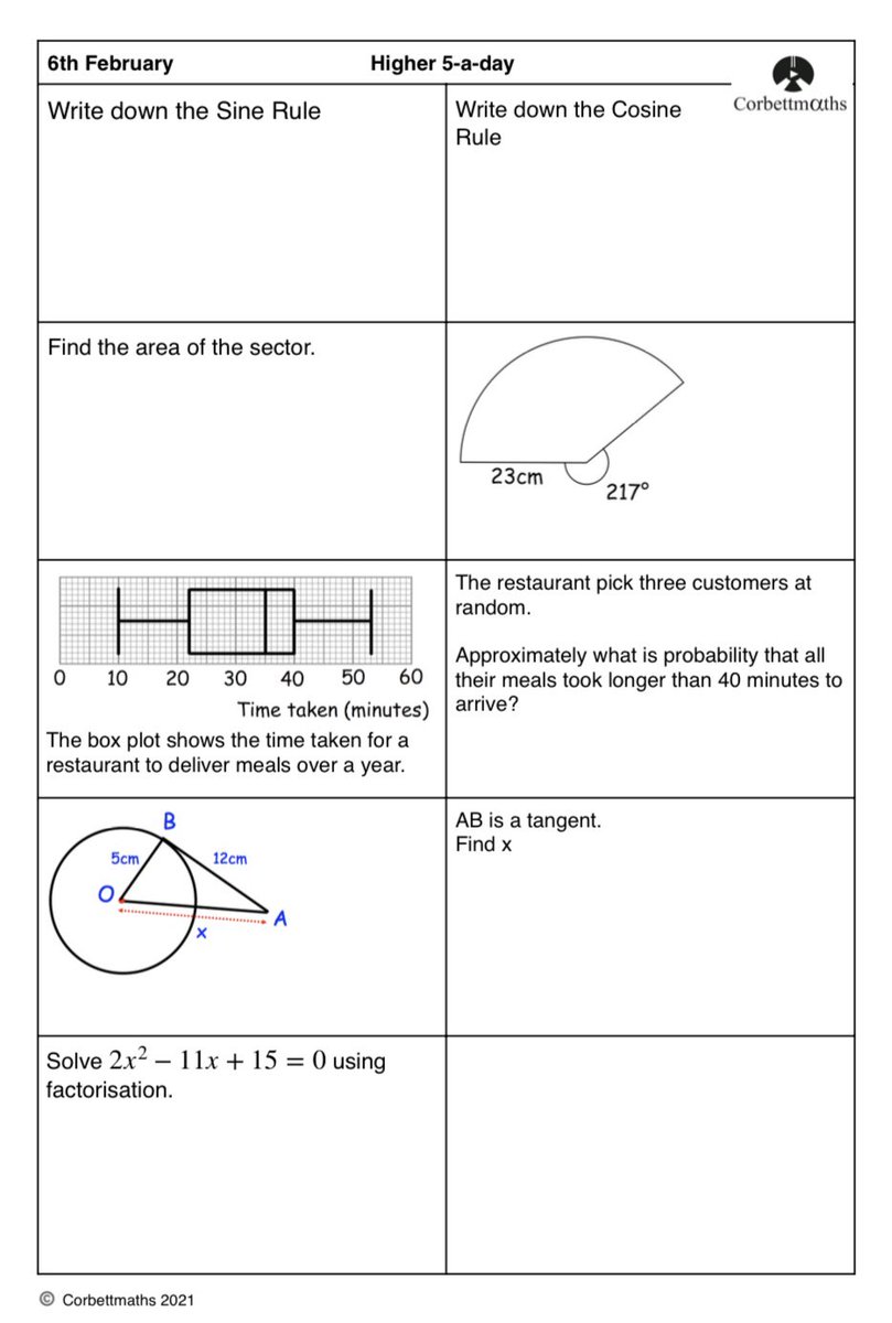 Corbettmaths on Twitter "Studying for Higher GCSE Maths? Try today's