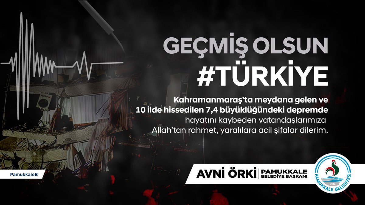 AvniOrki's tweet photo. Kahramanmaraş'ta meydana gelen ve 10 ilde hissedilen 7.4 büyüklüğündeki depremde hayatını kaybeden vatandaşlarımıza Allah'tan rahmet, yaralılara acil şifalar dilerim. https://t.co/XlOsKkARWT
