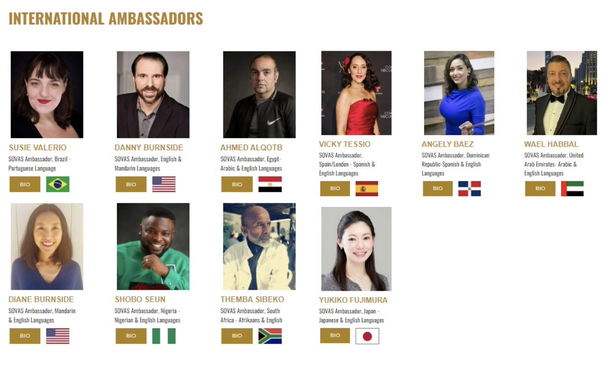 It is my great honor and pleasure to be appointed as an International Ambassador for SOVAS, the Society of Voice Arts and Sciences @SovasVoice with amazing voice talents around the world!! Thank you, Joan @Joanthevoice and Rudy @rgaskins1 for this wonderful opportunity!!