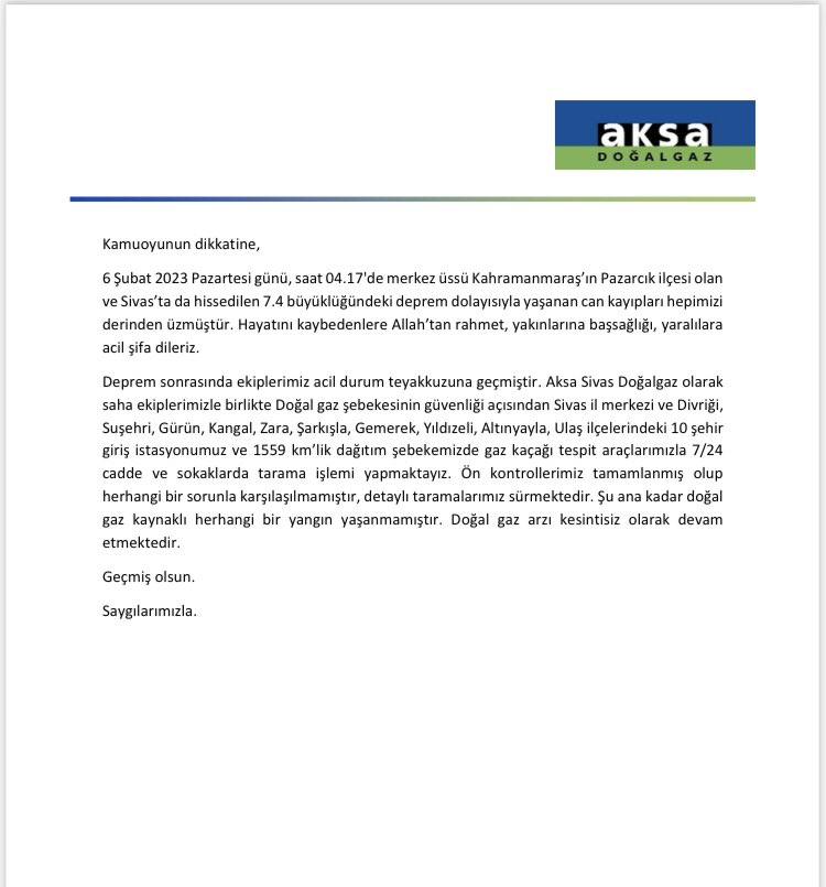 Aksa Doğalgaz Sivas (@aksasivasgaz) on Twitter photo 