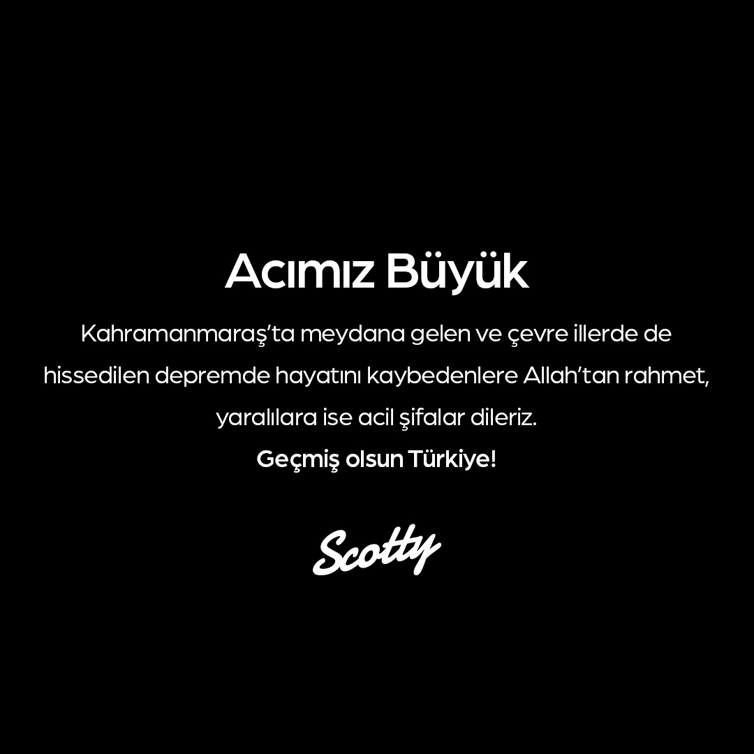 ScottyTurkiye's tweet photo. Acımız büyük!

Depremde hayatını kaybeden vatandaşlarımıza Allah'tan rahmet, yaralılara ise acil şifalar dileriz. https://t.co/jSIKbzTuRv
