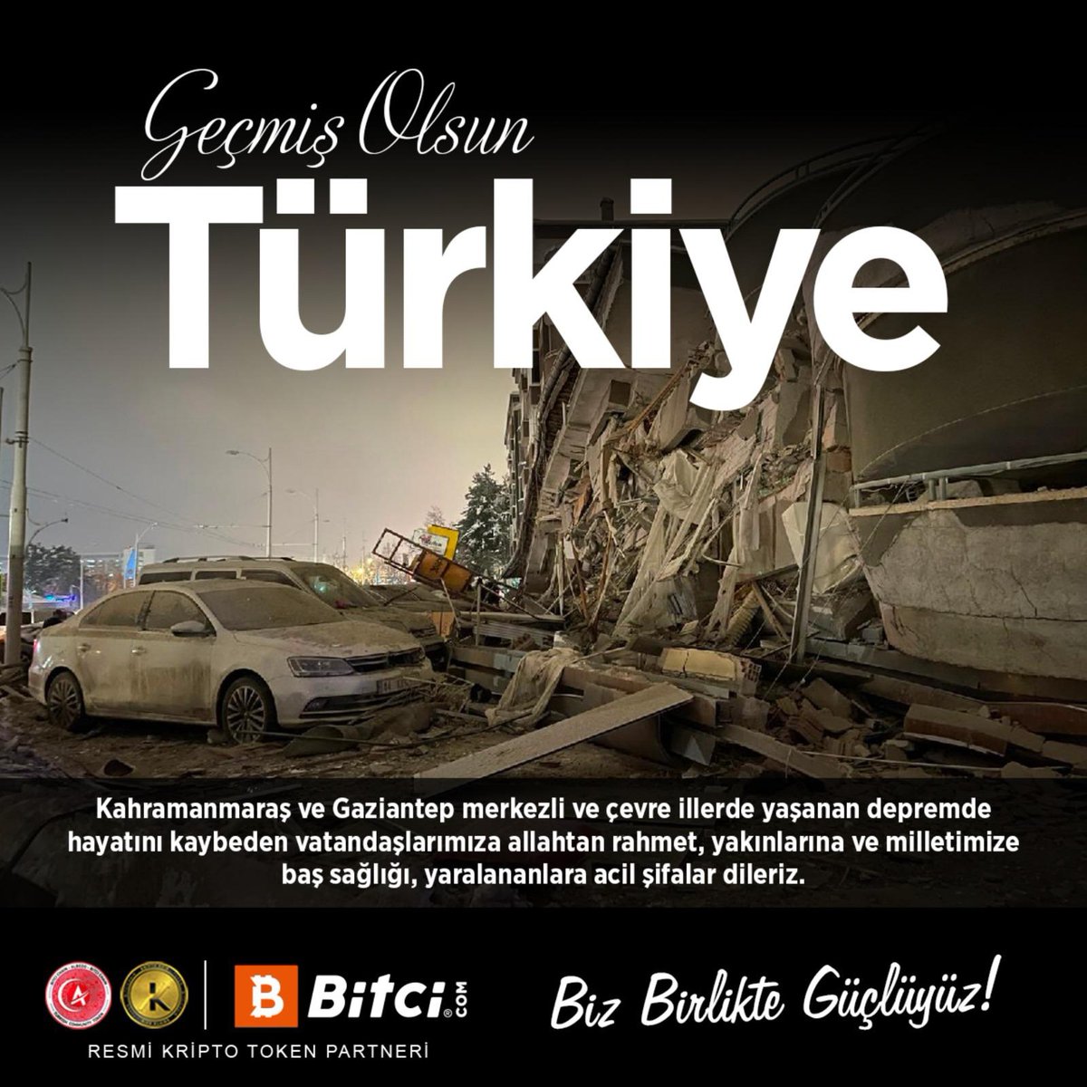 Depremde hayatını kaybeden vatandaşlarımıza Allah'tan rahmet; aileleri ve milletimize başsağlığı, yaralılarımıza acil şifalar dileriz. #GeçmişOlsunTürkiye