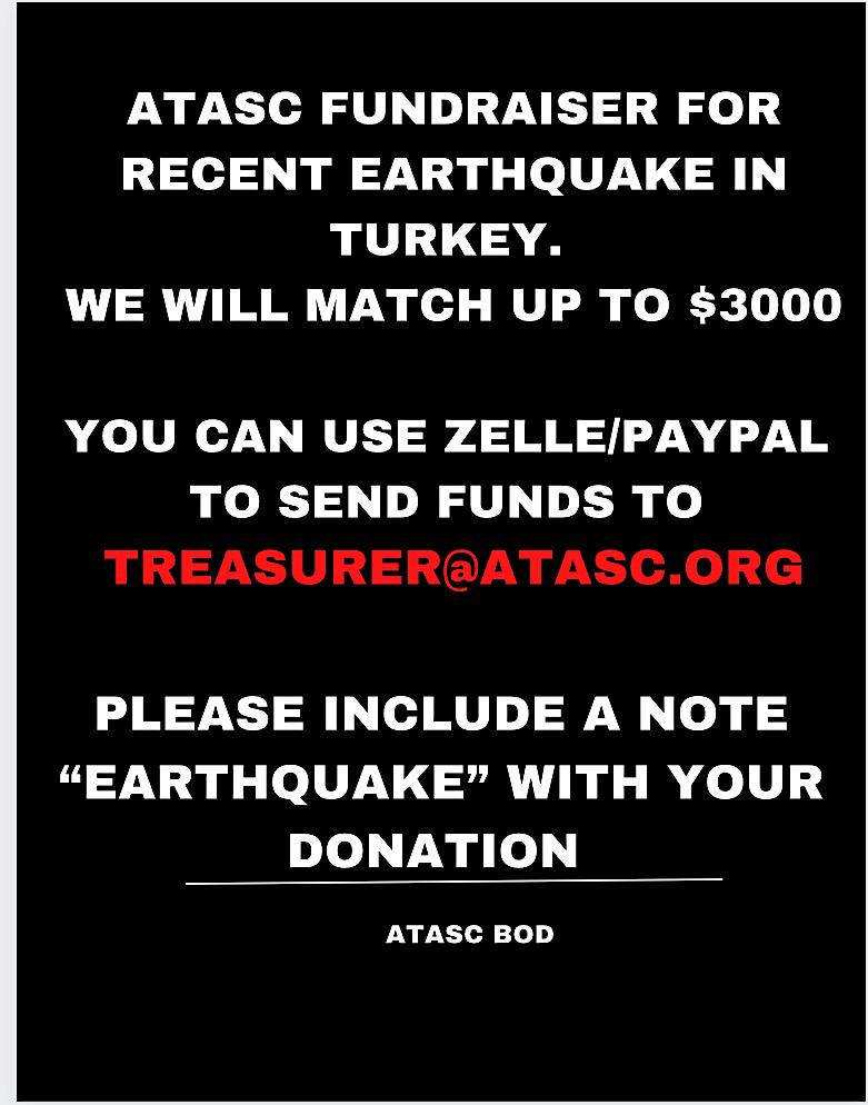tunapala's tweet photo. American Turkish Association
of South California started a fundraising to send funds to Turkey because of recent earthquake. Initial numbers shows a devasteting number of deaths and collapsed buildings. Please help if you can.
#earthquake #deprem #TurkeyEarthquake #Turkey #help https://t.co/xQnObYMa0Y