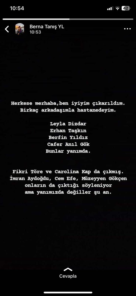 İsias otel Adıyaman 
Herkese merhaba ben Berna tanış iyiyim çıkarıldım.
Birkaç arkadaşımla hastanedeyim 
Leyla Dizdar 
Erhan taşkın 
Berfin yıldız 
Cafer Anıl gök
Bunlar yanımda
#deprem