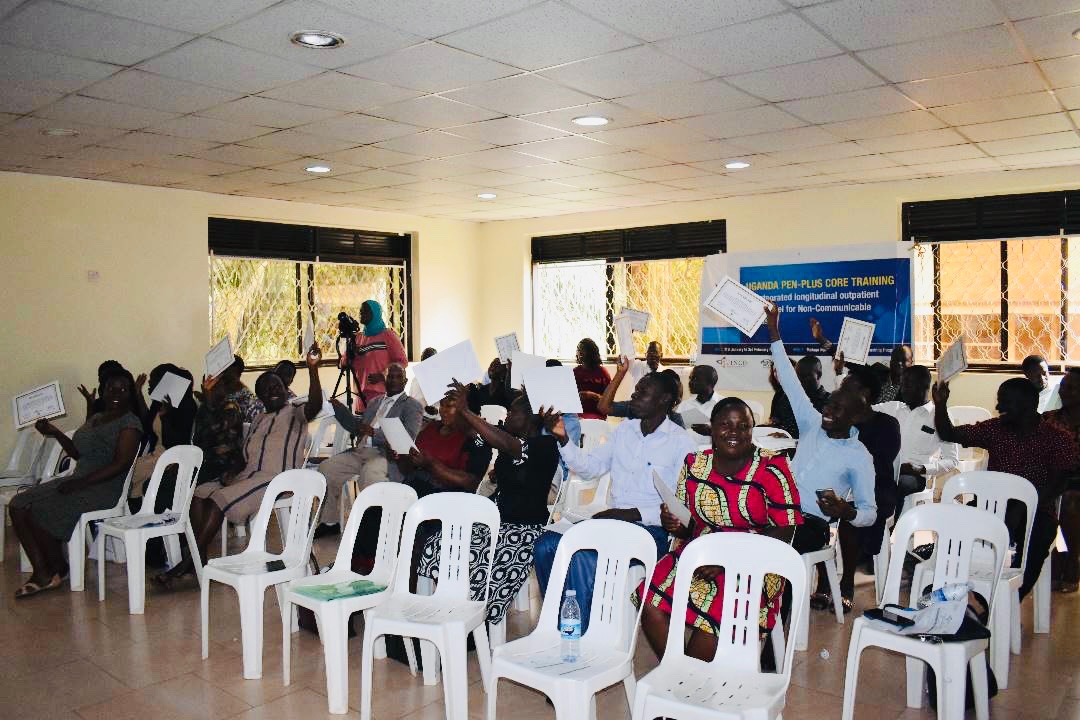 UINCD's tweet photo. Friday 3rd Feb 2023 marked the official completion of the #PENPlus Core Training. 31 Trainees from #Nakaseke and #Atutur General Hospitals received certificates and pledged their commitment in strengthening #NCD care. @MinofHealthUG @NCDIpoverty https://t.co/BTiAj8InPr