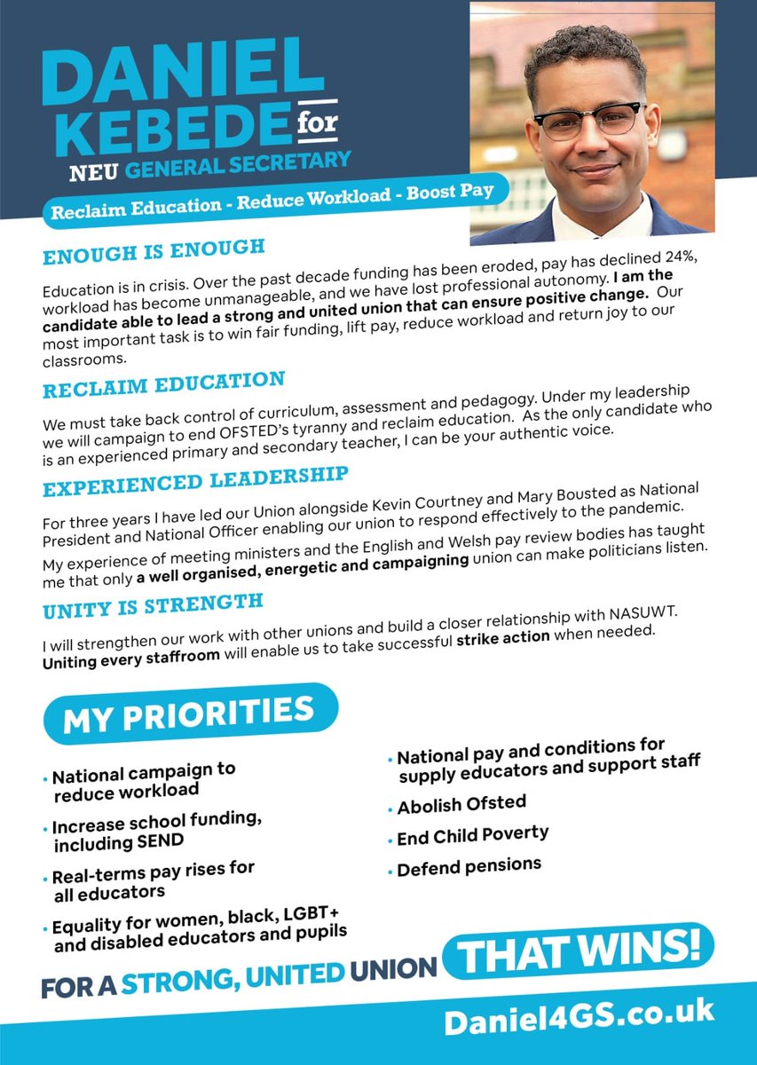NEU Warwickshire (@neuwarks) on Twitter photo Warwickshire NEU nominated <a href="/DanielKebedeNEU/">Daniel Kebede</a> for the post of NEU General Secretary.
Ballot papers arriving this week - please use yours to vote for Daniel! Warwickshire NEU nominated <a href="/DanielKebedeNEU/">Daniel Kebede</a> for the post of NEU General Secretary.
Ballot papers arriving this week - please use yours to vote for Daniel!
