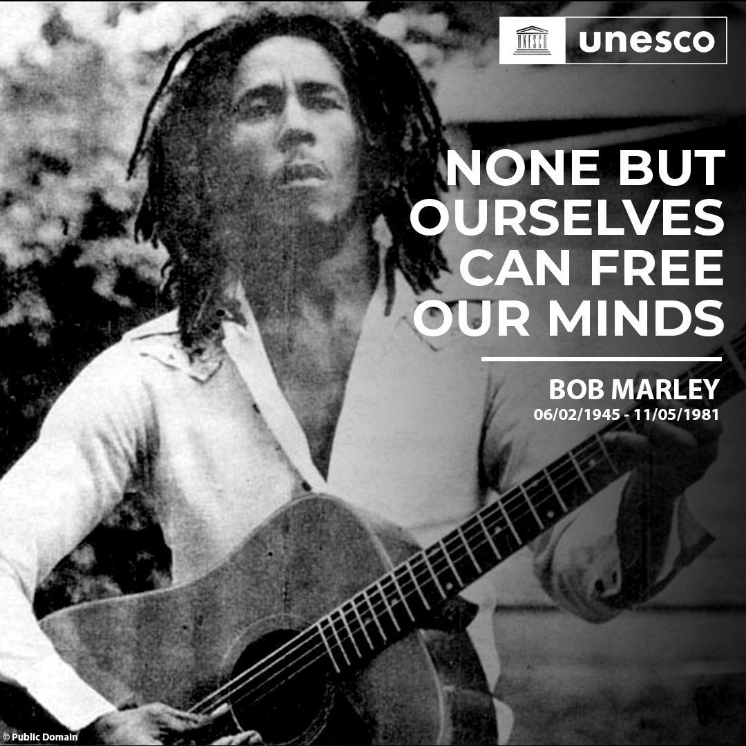 UNESCO's tweet photo. #Reggae started out as the voice of the marginalized in Jamaica. Today, it acts as a voice for all!

#BobMarley, born #OnThisDay in 1945, contributed to establishing reggae as a powerful form of social commentary.

Learn more in the @UNESCOCourier: https://t.co/Acuro6SUHG https://t.co/BFiL31xZKw