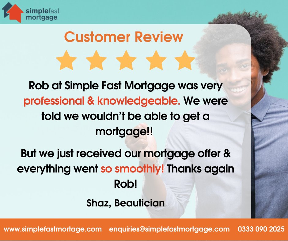 simplefastmort's tweet image. "Simple Fast Mortgage was very professional &amp;amp; knowledgeable."

Thank You, Shaz!

☎️ 0333 090 2025
💻 enquiries@simplefastmortgage.com
🌐 bit.ly/3rZ67ch

#googlereviews #5starreview #simplefastmortgage #complexmortgages #ukproperty #mortgageadvice #mortgagebroker