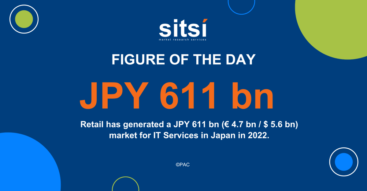 Retail has generated a JPY 611 bn (€ 4.7 bn / $ 5.6 bn) market for IT Services in Japan in 2022. This represents 6.4% of Japan's market, building the 6th largest industry in the country.

#Japan #Retail #ITServices
