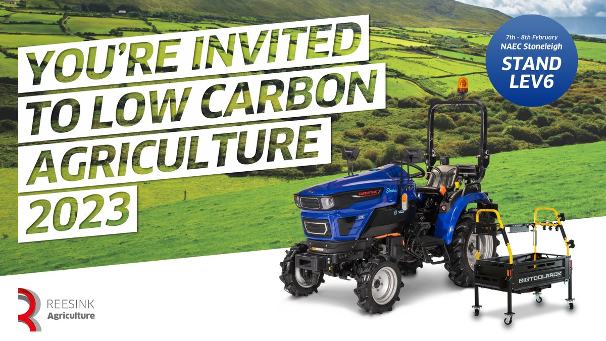 Join us at the @lowcarbonagri show on stand LEV 6 to take a closer look at Reesink Agriculture's line-up of machinery, including the industry's first all-electric tractor, the FT25G!

📅 7 - 8 February
📍NAEC, Stoneleigh

Get your tickets: ow.ly/Xixs50MEjt8

#LowCarbonAgri