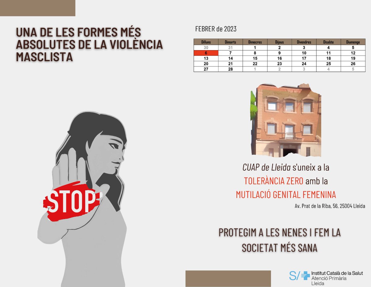 apicslleida's tweet photo. 🗓️💜 #Sabiesque s'entén per mutilació genital el procediment que implica l'extirpació total o parcial dels genitals externs femenins o lesions als genitals femenins amb finalitat no terapèutica

6 de febrer #DiaInternacionalToleranciaZeroMGFiNoMutilacióGenital 

#CUAPLleida https://t.co/CleRNcncrC