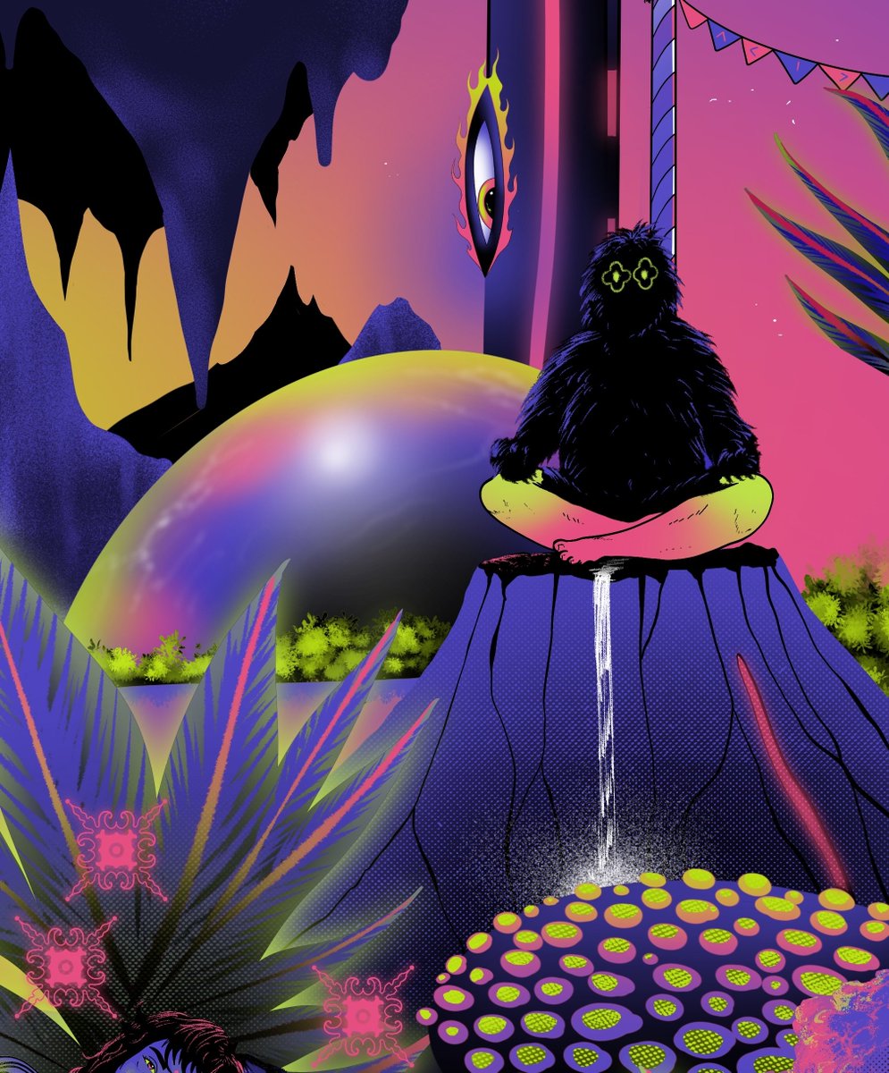 tks_lowskill's tweet image. Hi All,
what's up? here's the Bugaboo meditating above the waterfall. 
A lil' sneak peek from my upcoming drop, will mint today. 
_
#nft