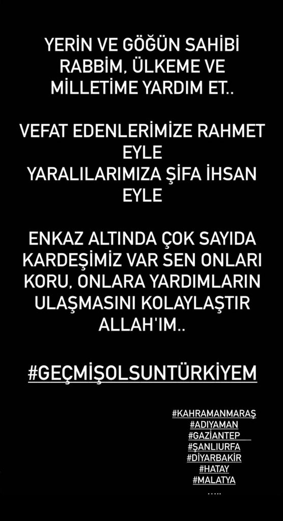 huseyinunes's tweet photo. Yerin ve göğün sahibi Rabbim, ülkeme ve milletime yardım et.
Vefat edenlerimize rahmet eyle
Yaralılarımıza şifa ihsan eyle
Enkaz altında çok sayıda kardeşimiz var Sen Onları koru, Onlara yardımların ulaşmasını kolaylaştır Allah'ım..
#geçmişolsuntürkiye https://t.co/IqZQANjbHE