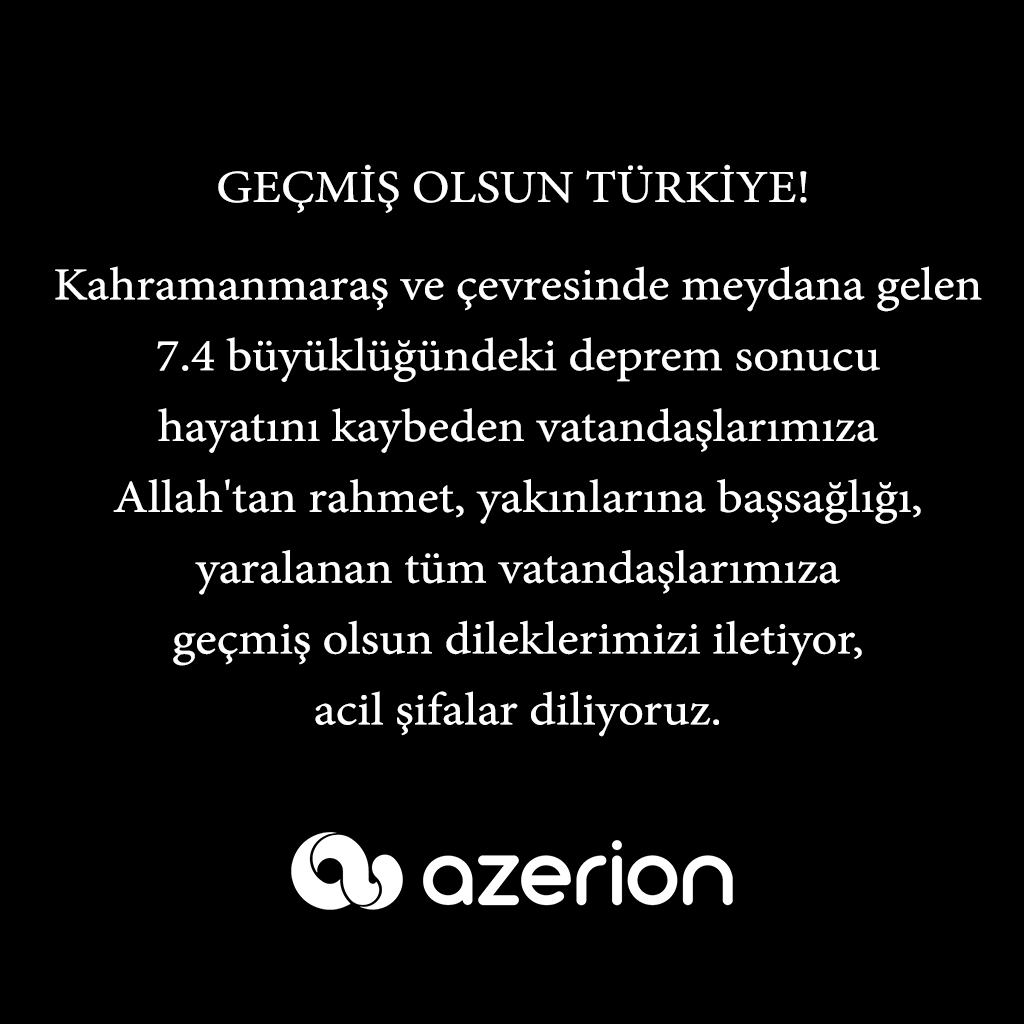 Kahramanmaraş ve çevresinde meydana gelen 7.4 büyüklüğündeki deprem sonucu hayatını kaybeden vatandaşlarımıza Allah'tan rahmet, yakınlarına başsağlığı, yaralanan tüm vatandaşlarımıza geçmiş olsun dileklerimizi iletiyor, acil şifalar diliyoruz.