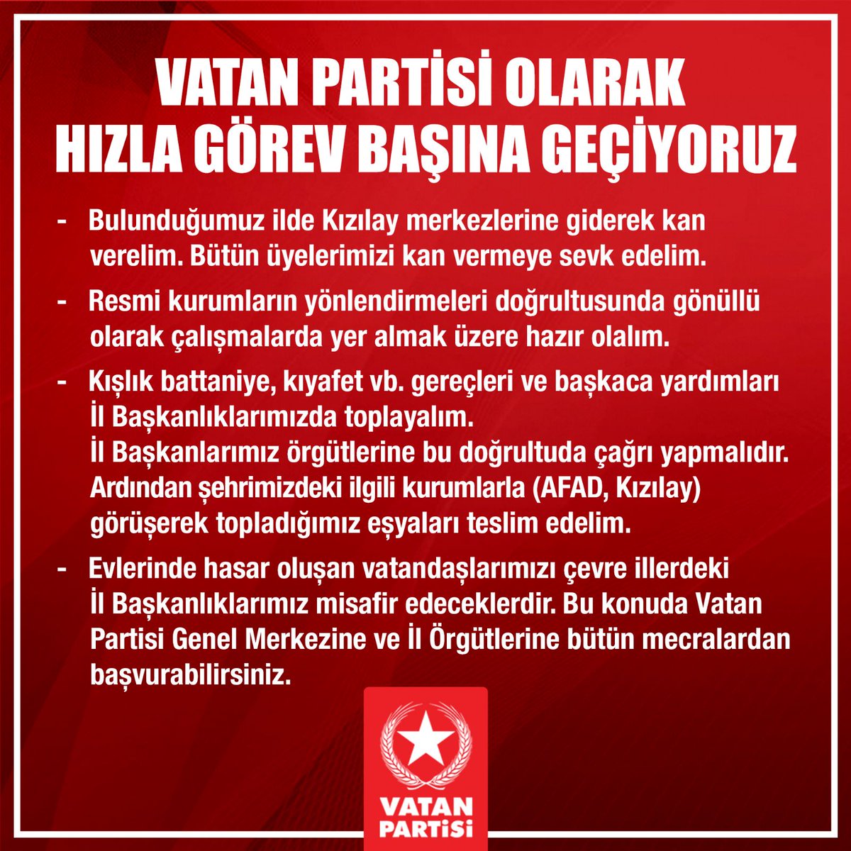 Vatan_Partisi's tweet photo. Örgütlerimizin ve üyelerimizin dikkatine!!!
#deprem https://t.co/ssOB5QjFHs