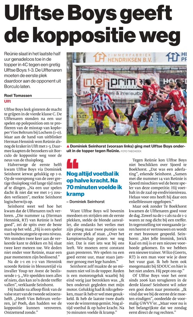 Geen koppositie voor Ulftse Boys.