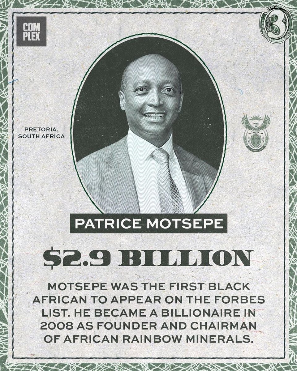 AfricaFactsZone's tweet photo. Aliko Dangote and Patrice Motsepe have been included on Complex's Top Black Billionaires of the World list alongside Oprah Winfrey, Jay-Z, Rihanna, Diddy, Tyler Perry, Robert Smith and Michael Jordan. https://t.co/1lQqz9ih4S