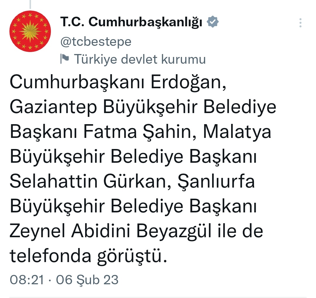 vaziyetcomtr's tweet photo. Cumhurbaşkanlığı'ndan paylaşılan bilgiye göre Cumhurbaşkanı Erdoğan, Millet İttifakı'nın yönetimindeki Adana, Hatay ve Mersin belediye başkanlarını aramadı. https://t.co/XlGH5tXnF4