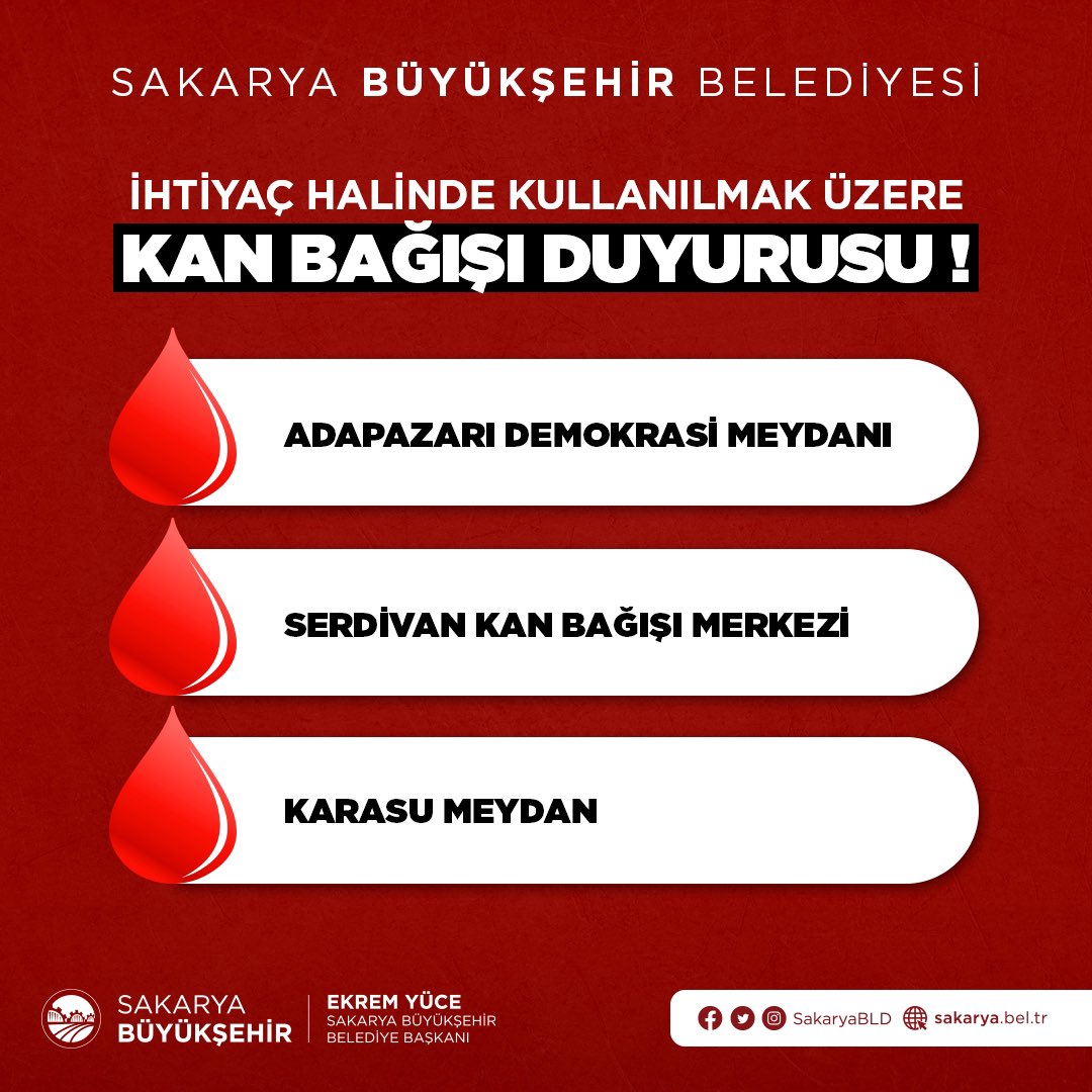 ⚠️ İhtiyaç anında kullanılmak üzere depremden etkilenen vatandaşlarımız için kan bağışı yapmaya hemşerilerimizi davet ediyoruz ⚠️

#GeçmişOlsunTürkiyem