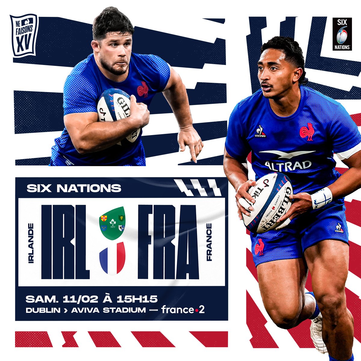 🇫🇷 𝐍𝐨𝐮𝐯𝐞𝐥𝐥𝐞 𝐬𝐞𝐦𝐚𝐢𝐧𝐞 𝐝𝐞 𝐦𝐚𝐭𝐜𝐡 𝐩𝐨𝐮𝐫 𝐧𝐨𝐭𝐫𝐞 #XVdeFrance 💪

✈️ Direction Dublin pour la 2ème rencontre des  #SixNations ☘️ 

📅 Samedi, 15h15 ! #IRLFRA #NeFaisonsXV