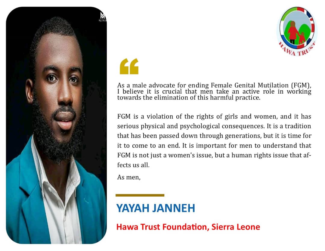 International Day of Zero Tolerance for Female Genital Mutilation. “Partnership with Men and Boys to Transform Social and Gender Norms to End Female Genital Mutilation” #MenEndFGM @Yayahjanneh1 @HawaDSesay @comfortmomoh @TheAlima