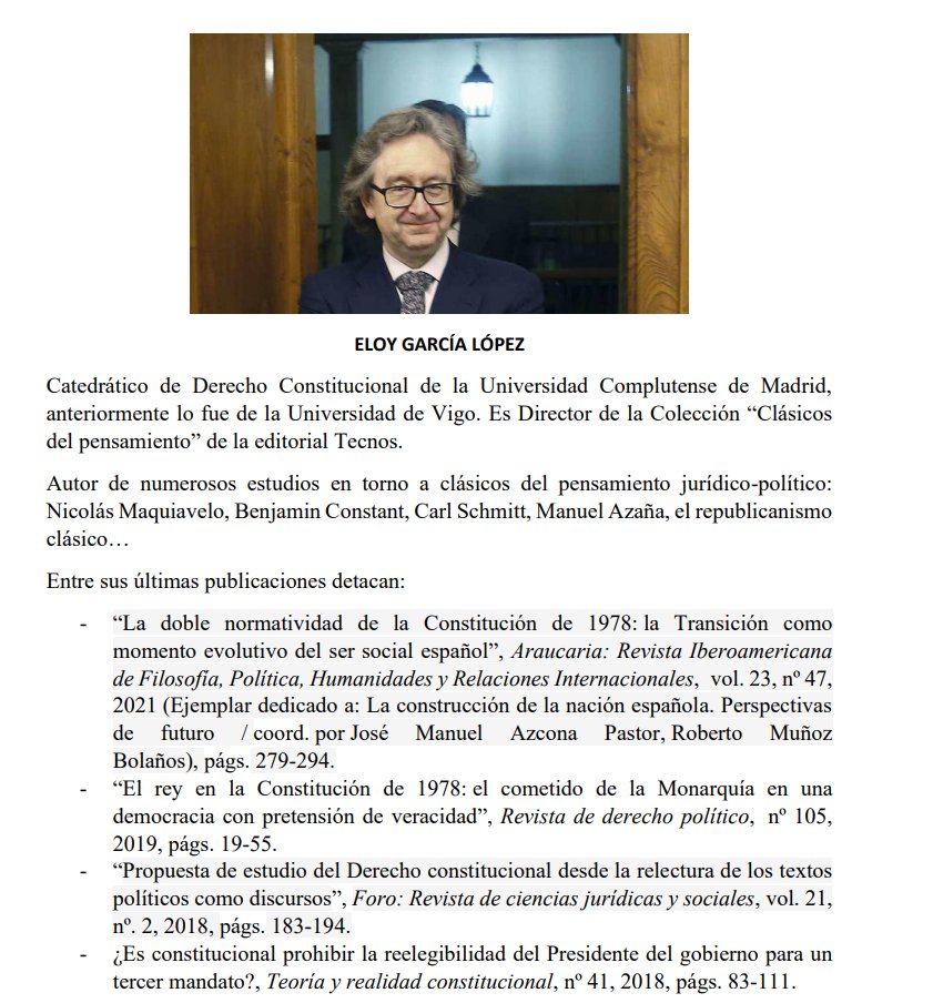 DoctoradoDerUs's tweet photo. El Prof. Dr. Eloy García López (Catedrático de Derecho Constitucional de la Universidad Complutense de Madrid), titulada: "La revisión del concepto clásico de Poder constituyente". Es conferencia tendrá lugar el jueves 9 de febrero, a las 12,30 hrs, Salón de Grados @Derecho_US https://t.co/qnKaH2NPdb