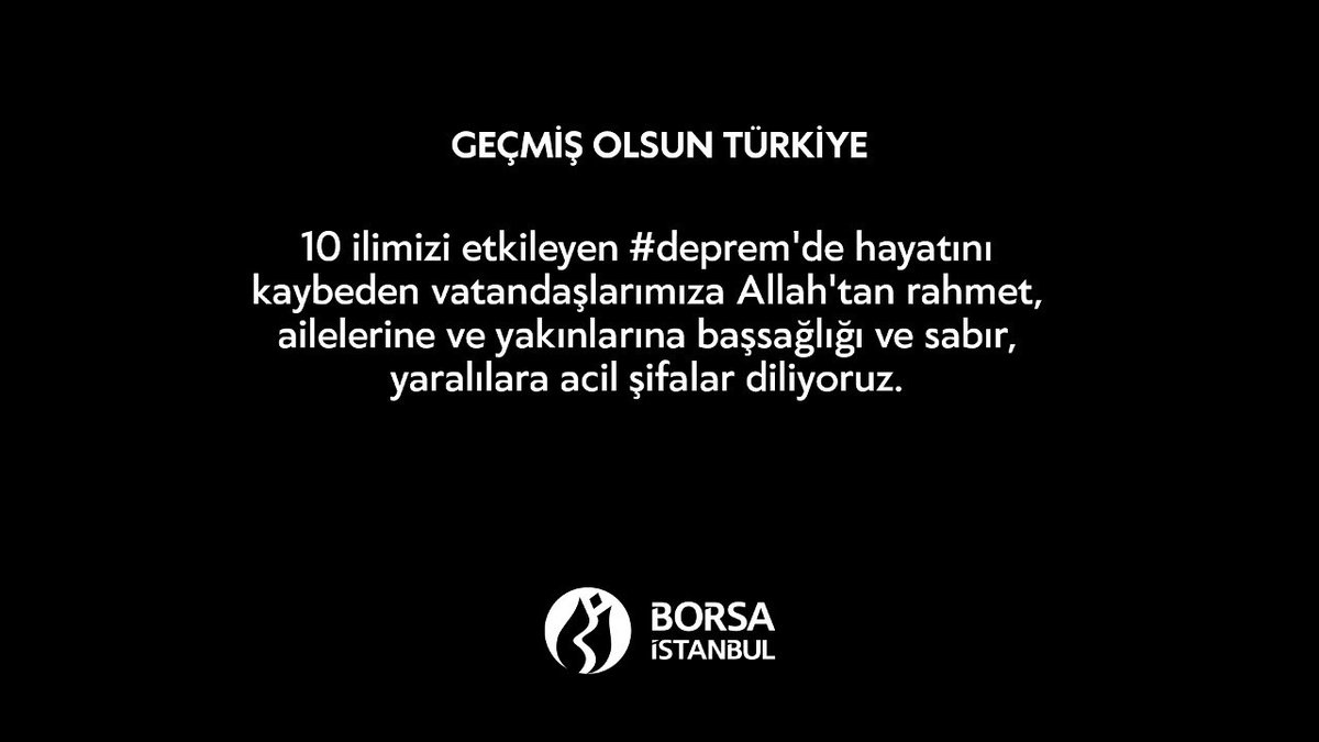 GEÇMİŞ OLSUN TÜRKİYE

10 ilimizi etkileyen depremde hayatını kaybeden vatandaşlarımıza Allah'tan rahmet, ailelerine ve yakınlarına başsağlığı ve sabır, yaralılara acil şifalar diliyoruz. #deprem #GeçmişOlsunTürkiye