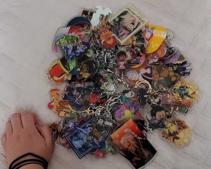 i collect charms that my friends get for me. my friends and i sell at comic conventions. i do not have an "ita bag" i have an industrial carabiner with enough keychains on it to beat jesus with 