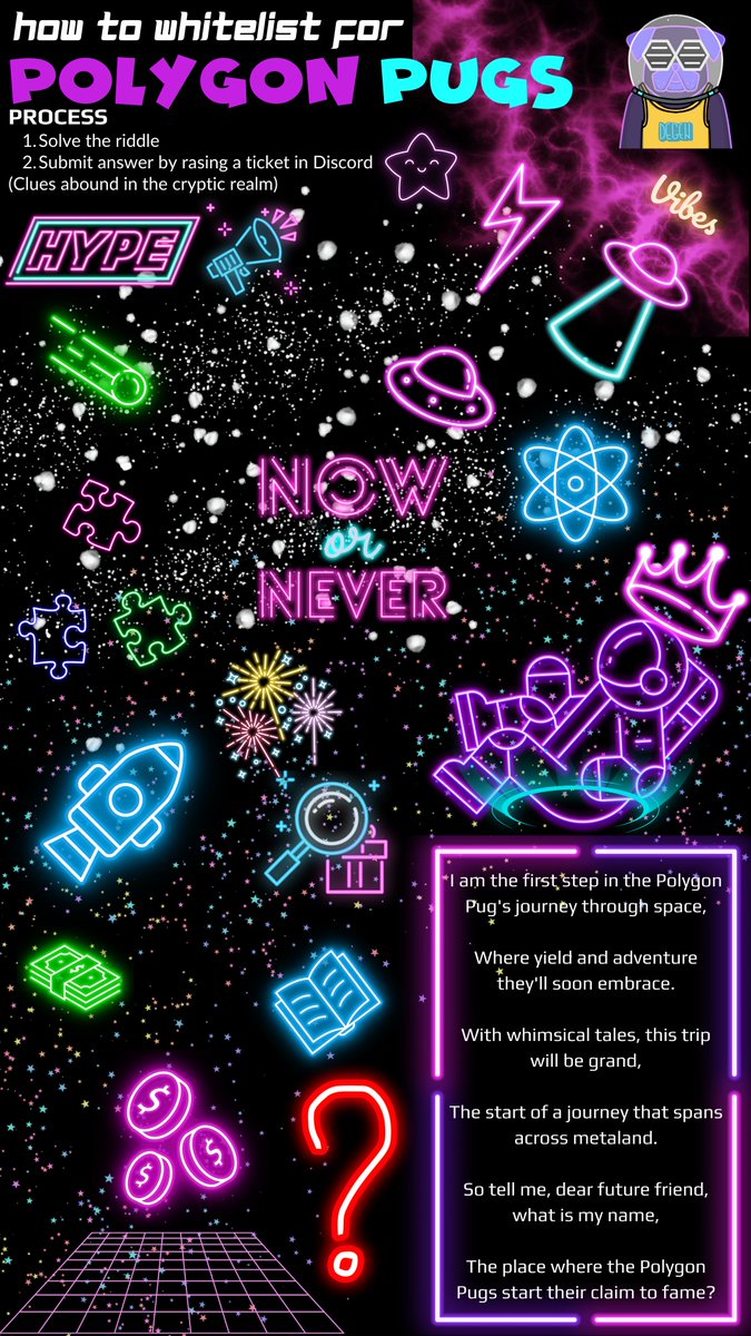 polygonpugs's tweet photo. 6/6 WHITE LIST -> Good luck, this journey is not for everyone 🔍 #NFTs #Polygon #CryptoStaking #PolygonNFTs #Whitelist #NFTCollectors #CryptoArt #MATIC  #PolygonCommunity https://t.co/igSA9JztHe