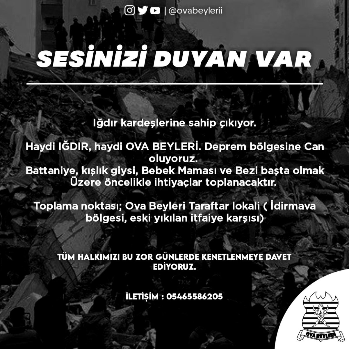 HAYDİ IĞDIR KARDEŞLERİNE SAHİP ÇIK! 

#deprem