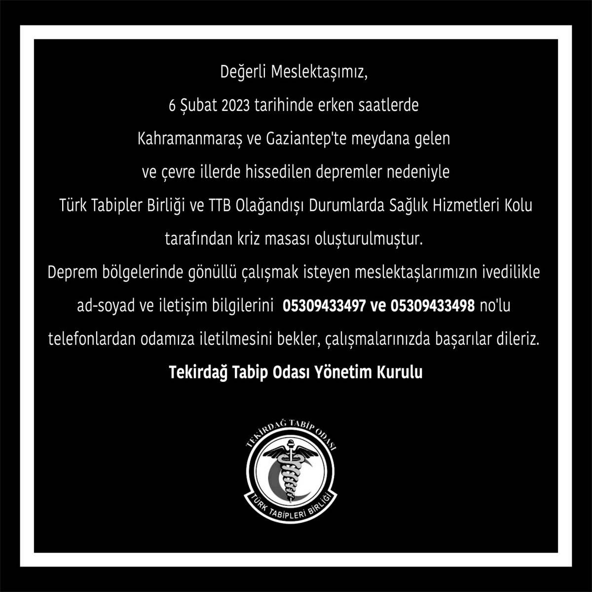 Tekirdağ Tabip Odası tweet media