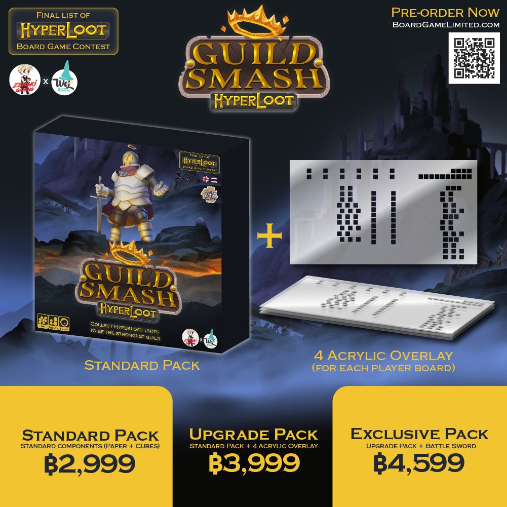 WizardsLearning's tweet photo. ‼ Guild Smash 3 Packs ‼
Pre-order https://t.co/98H9bK9xrc
📦 Standard Pack: 2,999 THB
📦 Upgrade Pack: S. Pack + 4 Acrylic Overlay 3,999 THB
📦 Exclusive Pack: U. Pack + Battle Sword 4,599 THB
#WoL x @hyperloot_ x #Zemaki
#boardgame #บอร์ดเกม #cardgame #tabletopgame #Hyperloot https://t.co/r9RNk0KWxI