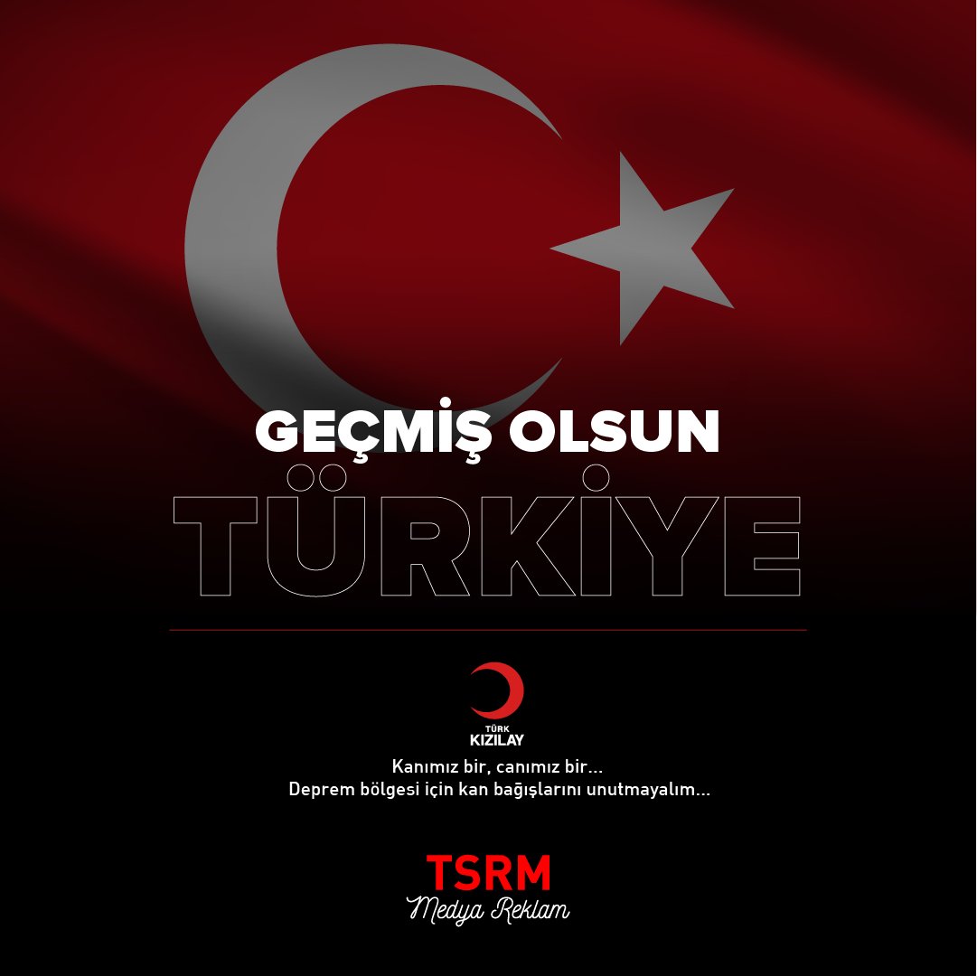 TSRMmedya's tweet photo. Kahramanmaraş merkezli meydana gelen depremde hayatını kaybeden vatandaşlarımıza Allah'tan rahmet, yaralılarımıza acil şifalar diliyoruz... 

#deprem #GeçmişOlsunTürkiyem https://t.co/ZdG1dKebmk