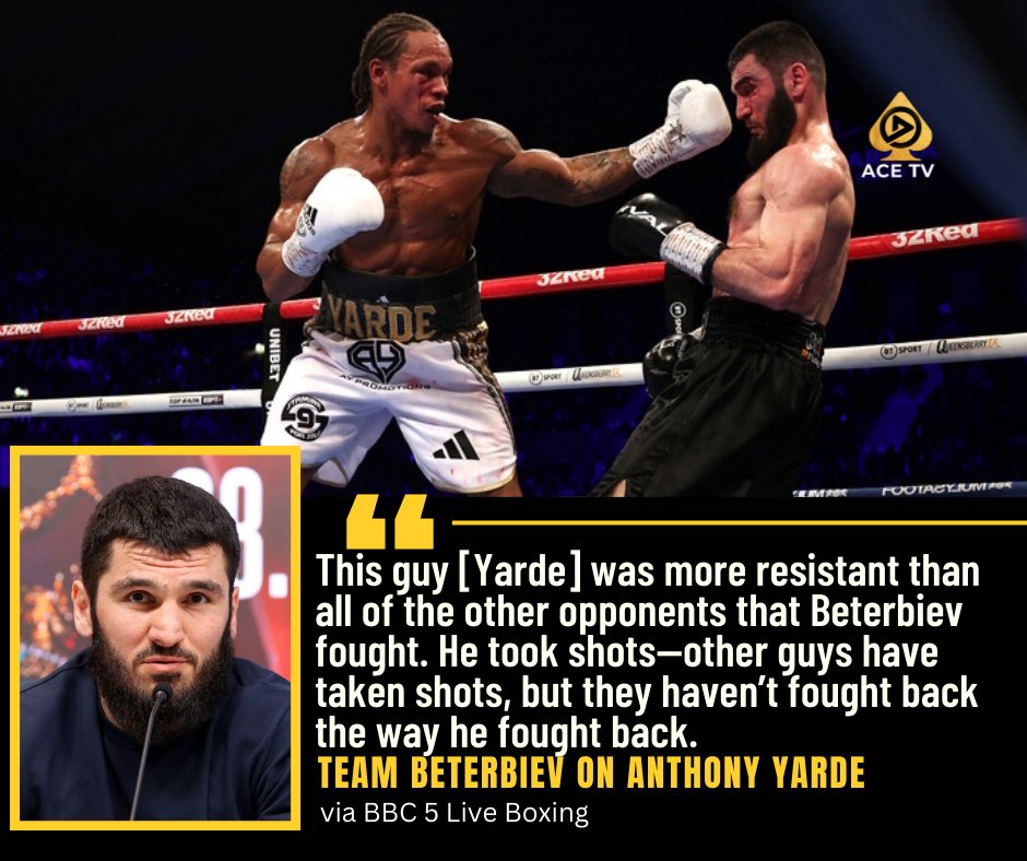 acetvboxing's tweet photo. Anthony Yarde put up a really good fight๐
#BeterbievYarde #boxing #boxingnews #acetv #acetvboxing #ace_tv_boxing https://t.co/aANnSyF5Cx