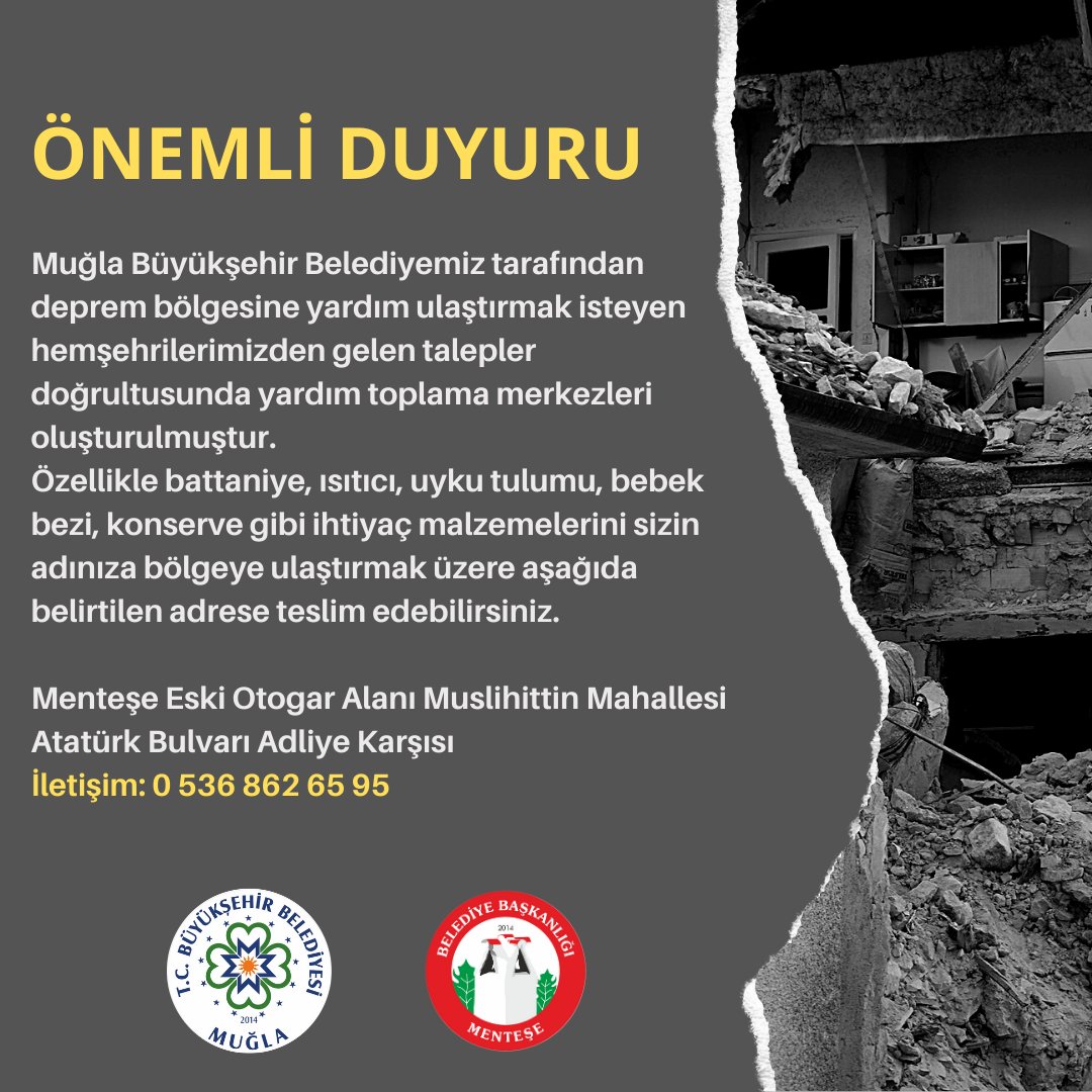 mentesebelediye's tweet photo. #deprem https://t.co/5cIqQDpbzX