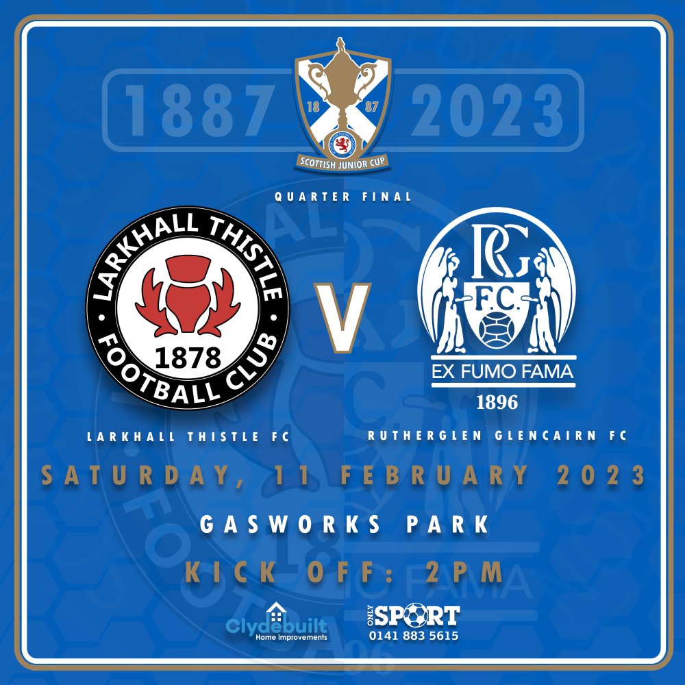 scottishjuniors's tweet photo. 1/4 FINALS- We turn our attention to the return of the #clydebuilthomeimprovements Scottish Junior Cup  Our Quarter Final ties... @OnlySportLTD1 
@BellshillA1897  v @GlenaftonAJFC 
@eastcraigiefc  v @ShottsBonAccord 
@HurlfordUtd  v @CumnockJnrsFC 
@The_Jags_1878  v @GlencairnFC https://t.co/8xbulZpTFr