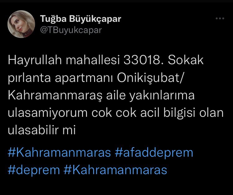 <a href="/otekidunyali/">meric keskin</a> Teyzem ve kuzenlerim burda 4 kisiler lutfen yardim edin #Kahramanmaras #afadeprem #AFAD