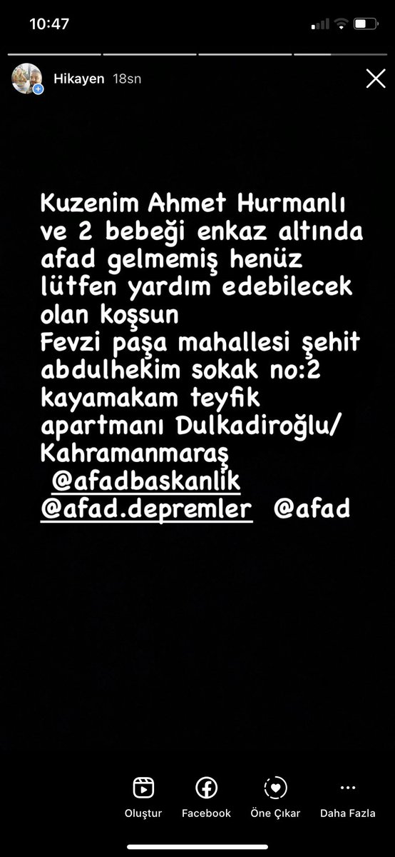 kevsernurtiras's tweet photo. @haluklevent Lütfen yardım edin Kahramanmaraş hiçbir yerde gösterilmiyor çok fazla kayıp ve yıkım var kuzenim ve bebekleri  enkaz altında kaldı https://t.co/STyJlgBAUo