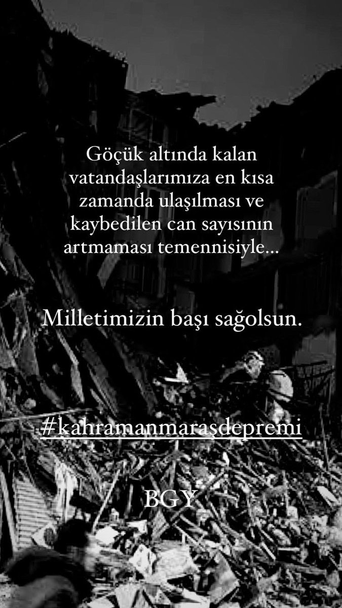 Göçük altında kalan vatandaşlarımıza en kısa zamanda ulaşılması ve kaybedilen can sayısının artmaması temennisiyle...

Milletimizin başı sağolsun.

#deprem #DEPREMOLDU #Kahramanmarasdeprem