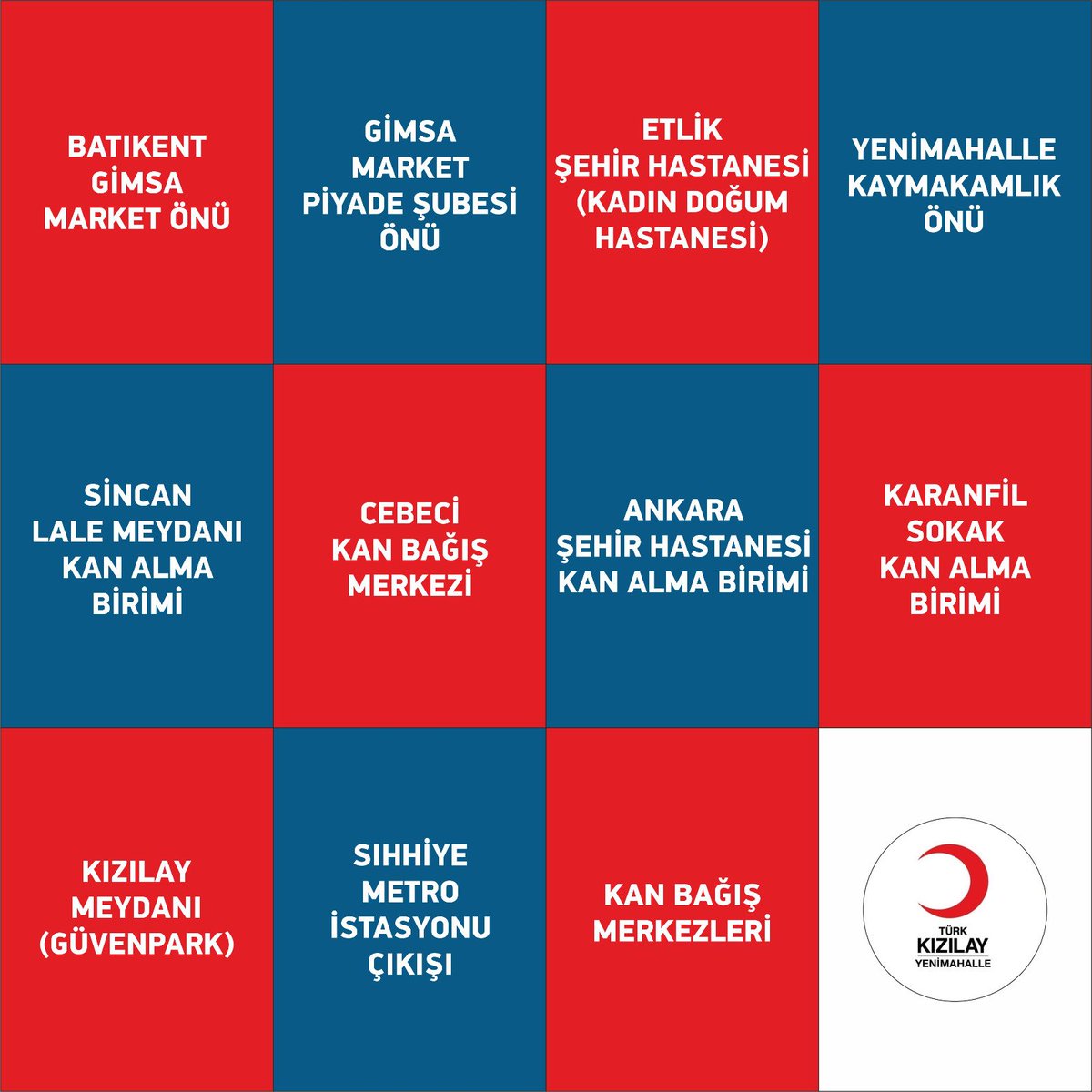 ANKARA KIZILAY KAN VERME YERLERİ

Sevgili arkadaşlarım tüm ülkemize geçmiş olsun hayatını kaybedenlere Allah'tan rahmet yaralılara  acil şifalar diliyorum.Yuka ridaki kan verme noktalarini gösterir adres bilgisi tablosunu paylaşalım.