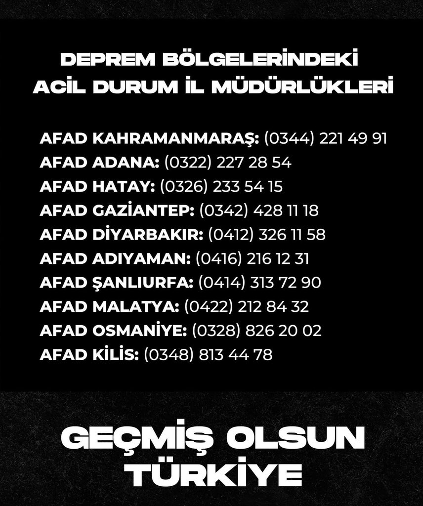 kocaelibld's tweet photo. ℹ Deprem bölgelerindeki AFAD iletişim bilgileri: https://t.co/gnC89DkHw7