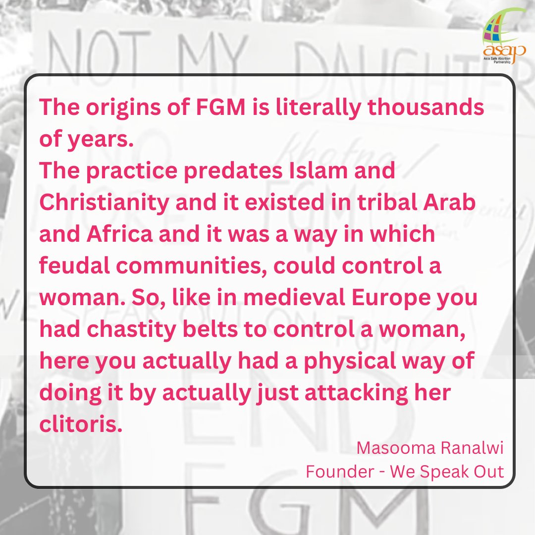 asapasia's tweet photo. On #internationaldayofzerotolerance for #FemaleGenitalMutilation read our conversation with @RanalviMasooma founder of @SpeakoutonFGM as she throws light on the history of the practice &amp; acceptance not just in #Asia or #Africa but across the globe. 
#ASAPBlog link 👇 https://t.co/d7sq2iJLjG